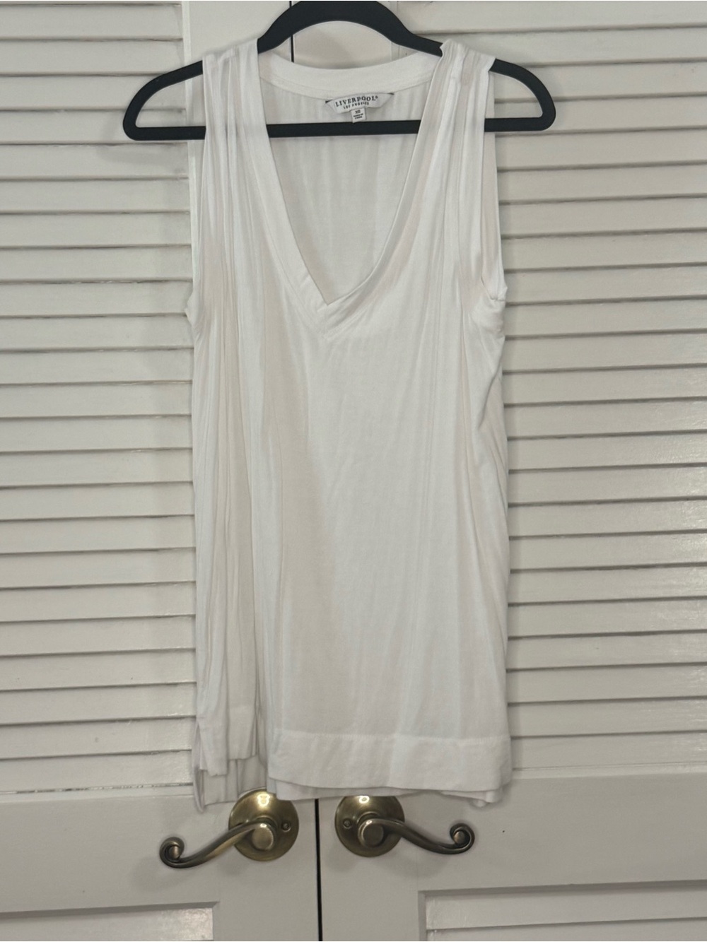 Liverpool White V-Neck Sleeveless Tank Top